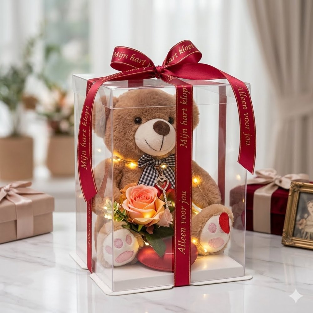 Light-up teddy bear gift box