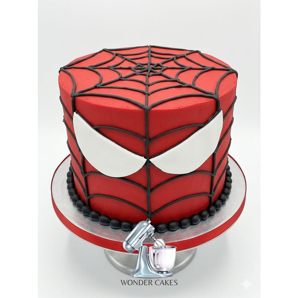 Pastís escultòric vermell temàtic de Spider-Man