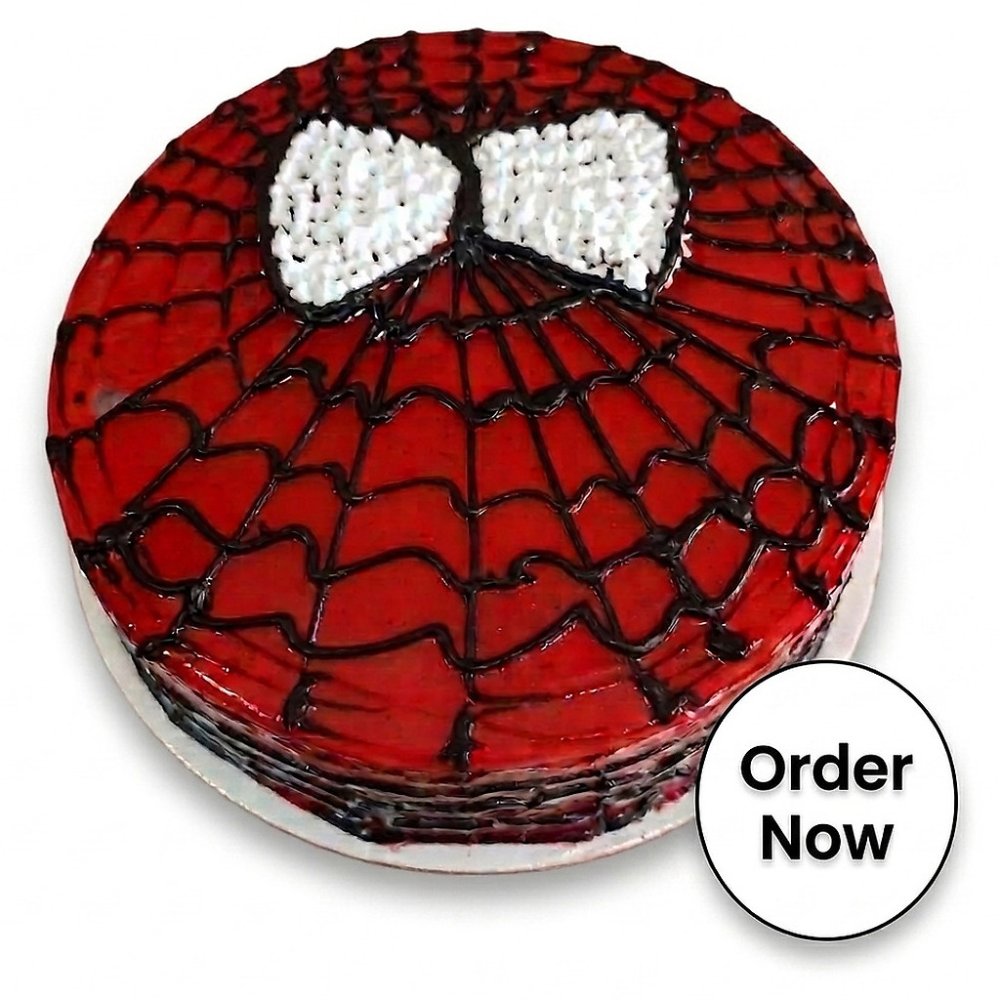 Pastel de telaraña temático de Spider-Man rojo
