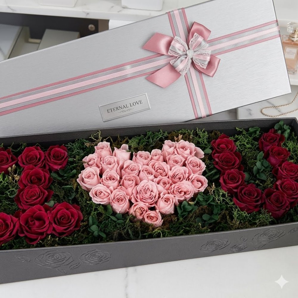 Eternal Love rose heart box