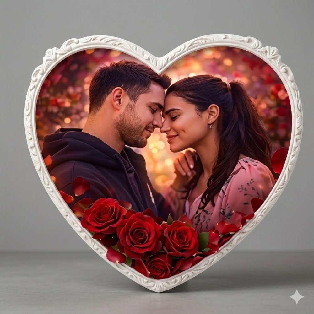 Personalized Heart Pillow | Romantic Roses & Candlelight - Photo gifts delivery in Pattaya view 3