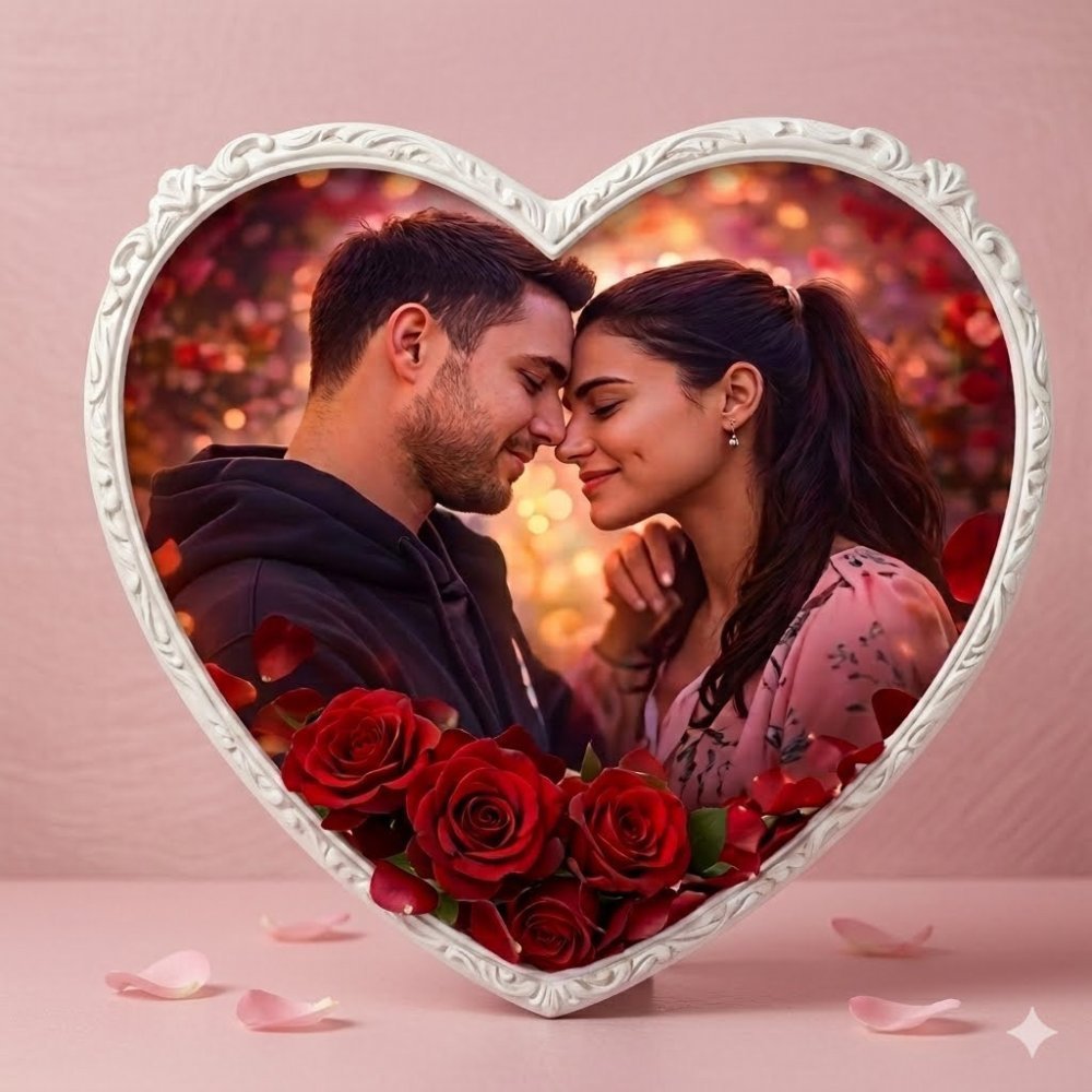 Personalized Heart Pillow | Romantic Roses & Candlelight - Photo gifts delivery in Pattaya view 4