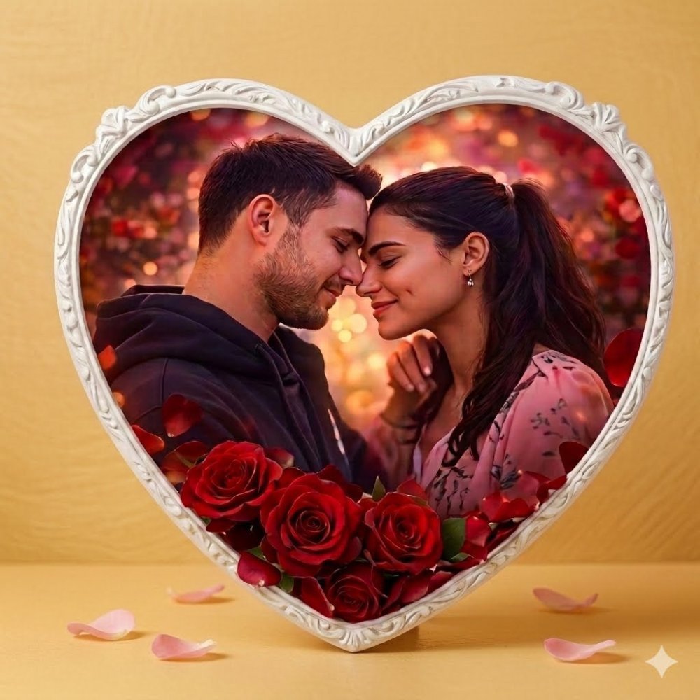 Personalized Heart Pillow | Romantic Roses & Candlelight - Photo gifts delivery in Pattaya view 5
