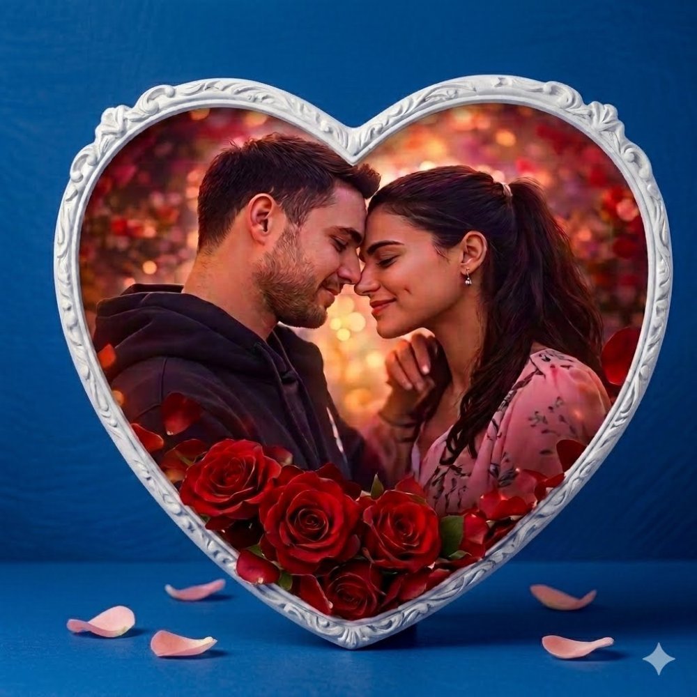 Ornate silver heart photo frame