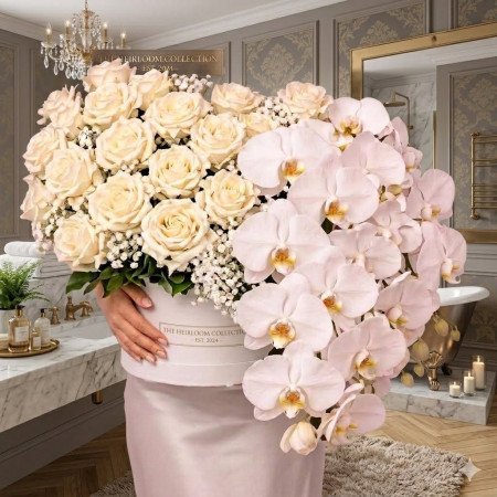 奢華白玫瑰與蝴蝶蘭花束 – GiftPattaya | 高級花藝布置