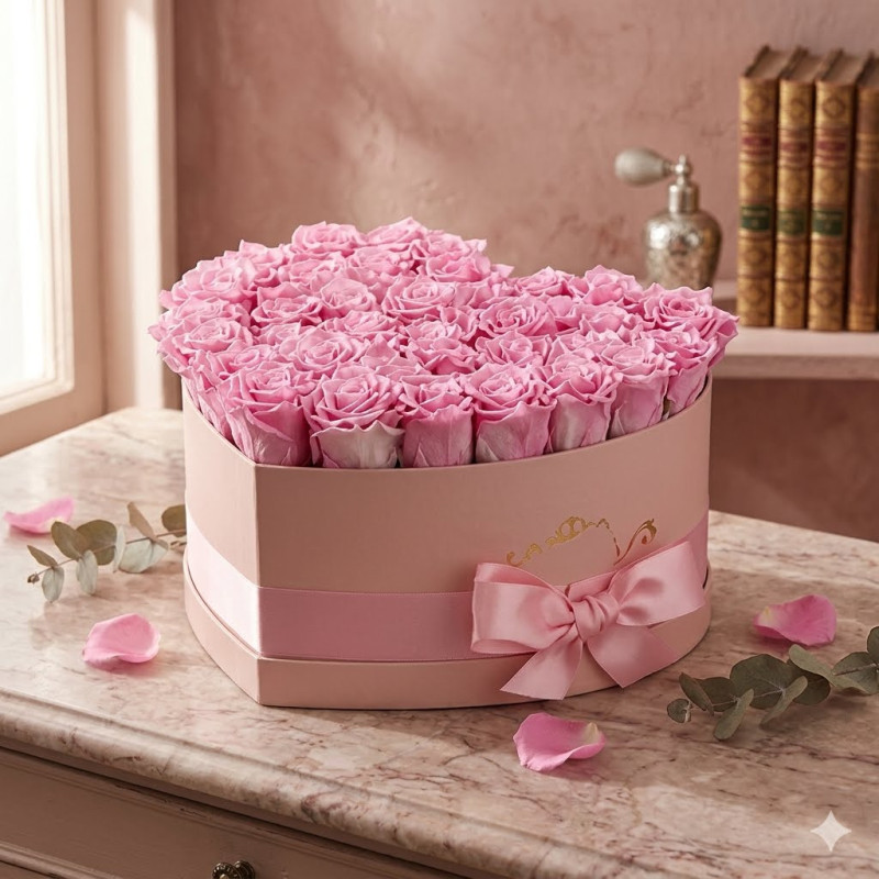 Roses flowers in box in Valentine day - 2 Rosen in einer Box: Perfektes Geschenk zum ValentinstagÜberraschen Sie Ihre Liebsten a