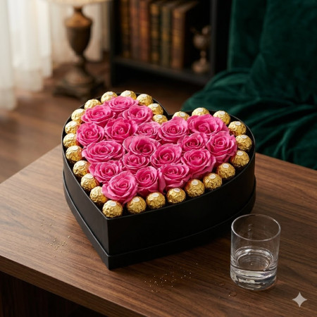 VALENTINE GIFT PINK ROSES FLOWERS WITH CHOCOLATE IN HEART IN BOX - 2 Regal de Sant Valentí: VALENTINE GIFT PINK ROSES FLOWERS WI