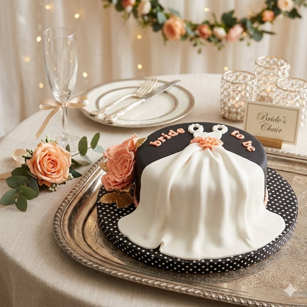 3D bride-to-be wedding dress cake