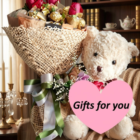  Luxury Romance Gift Set: Premium Roses, Chocolates & Large 60cm Teddy Bear – Pattaya Chocolate - Foto 4
