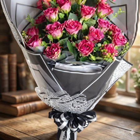  Premium Bouquet of 20 Pink Roses – Elegant Luxury Gift Pattaya Bouquet of Flowers - Foto 2