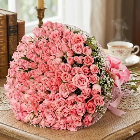  100 Premium Pink Roses - Large Luxury Flower Bouquet Bouquet of Flowers - Foto 2