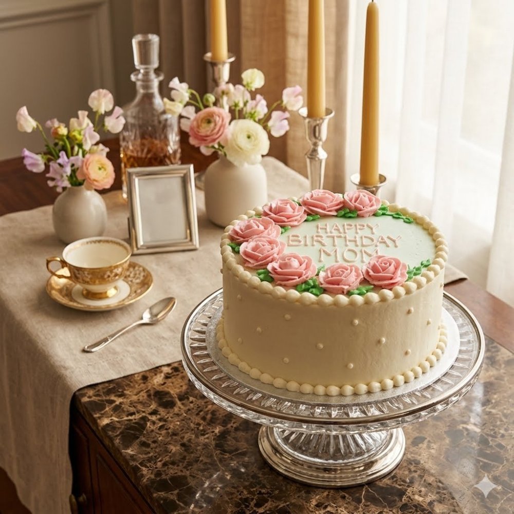 Pink sugar roses cake topper