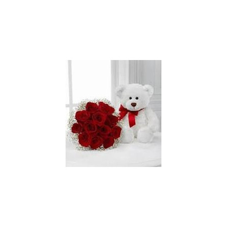 GET WELL GIFT FLOWERS WITH TEDDY BEAR 37 - 2 Flores de Recuperación y Osito de Peluche | Envíalo HoyIlumina el día de alguien co
