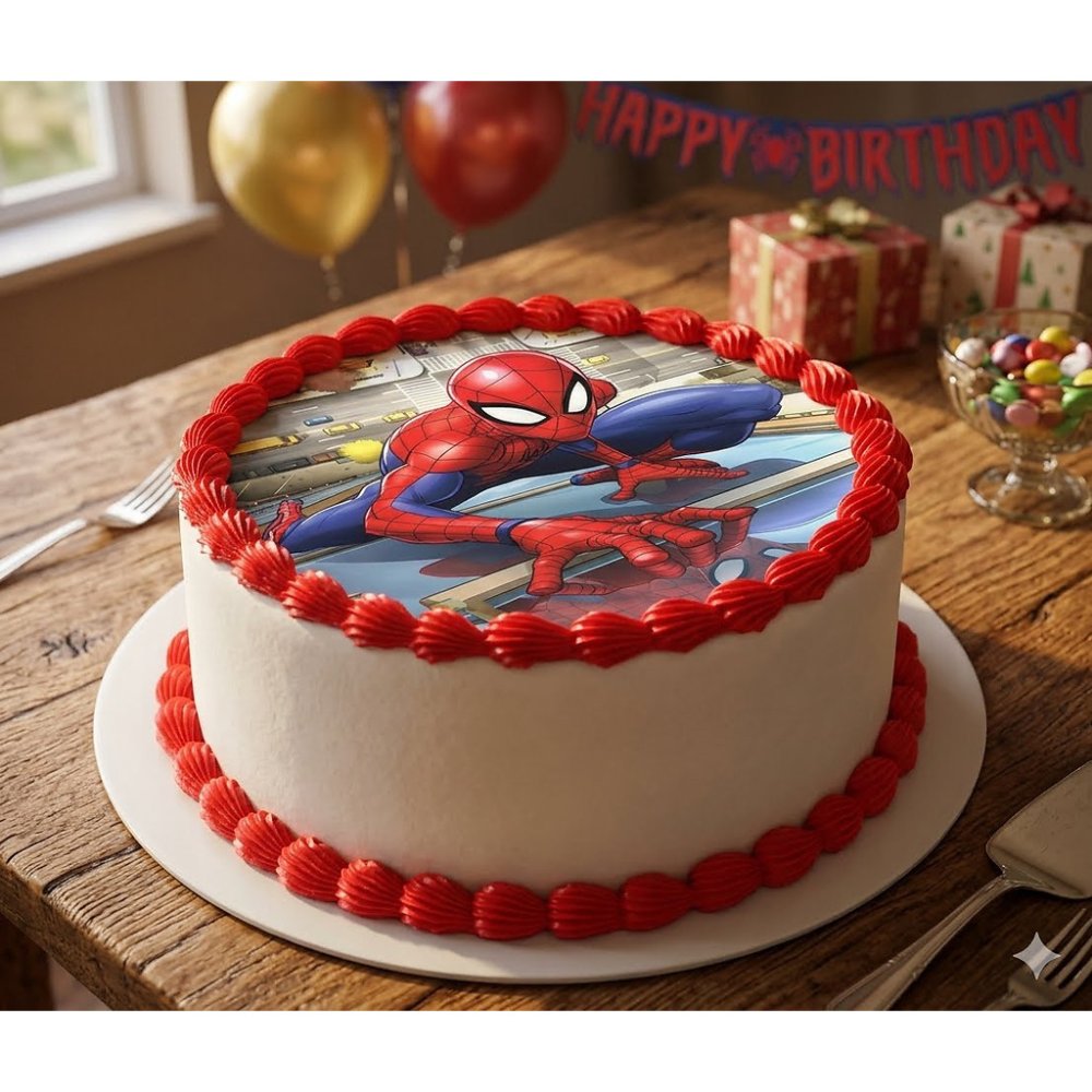 Pastís d'aniversari rodó personalitzat de l'Spiderman