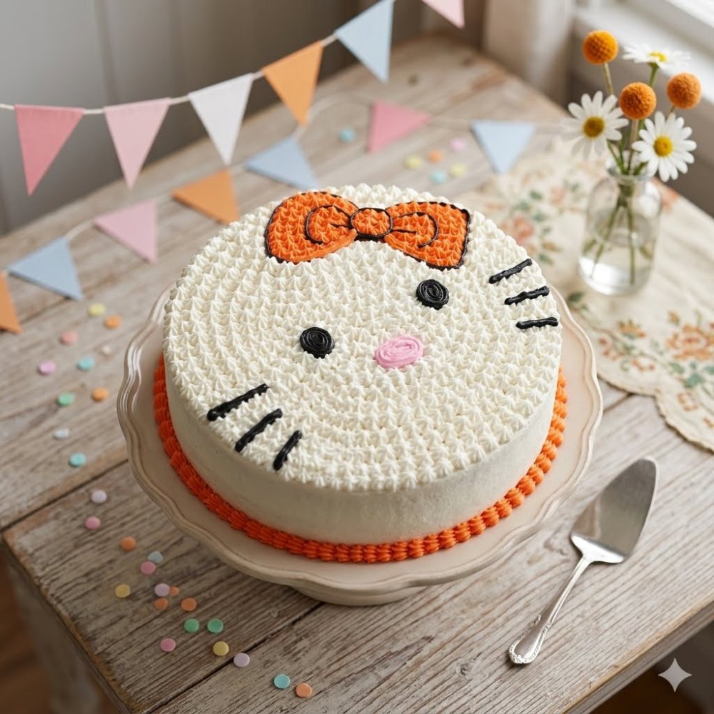 เค้กกลมลาย Hello Kitty