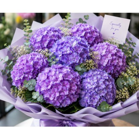 紫绣球花束 薰衣草包装