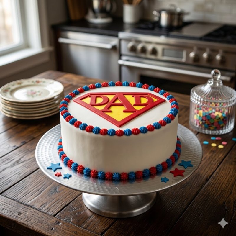 Pastel de cumpleaños con temática de Superman para papá