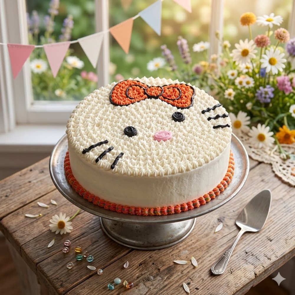 เค้กครีมลาย Hello Kitty