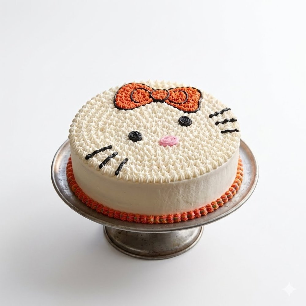 เค้กบัตเตอร์ครีมตกแต่งลาย Hello Kitty