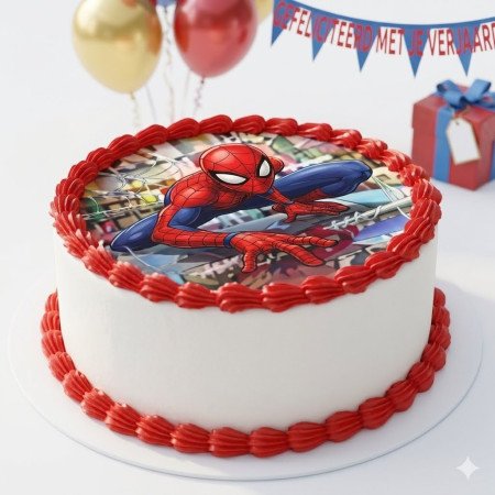 Spider-Man themed birthday celebration cake