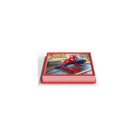 Spiderman cake with striped border