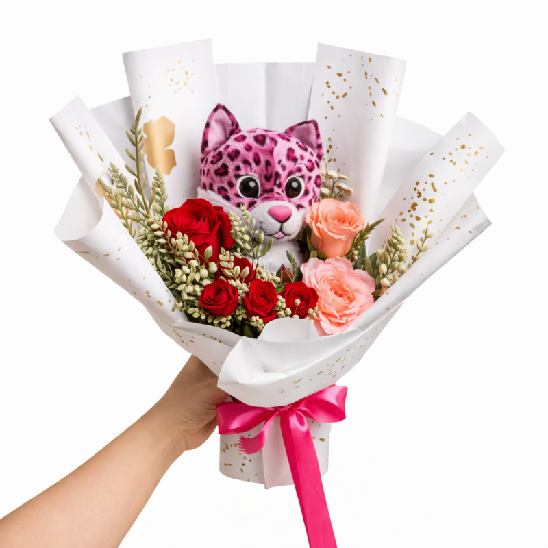 Grazioso bouquet di peluche da 25 cm