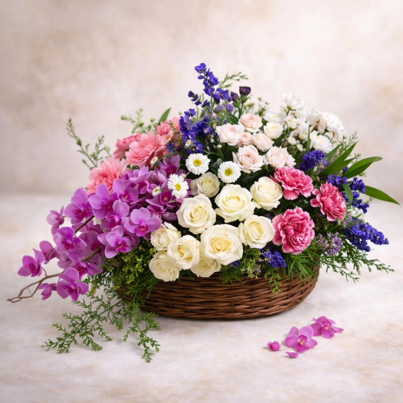 BASKET OF FLOWERS 04 - 8 BASKET OF FLOWERS 04 | Elegant Gift Pattaya