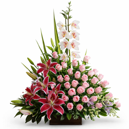 Luksus frisk blomster gavekurv