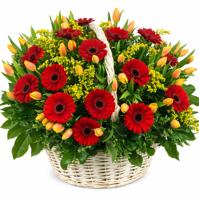  Luxury Fresh Flower Basket (Design 21) – Elegant Gift Pattaya Basket of Flowers - Foto 8