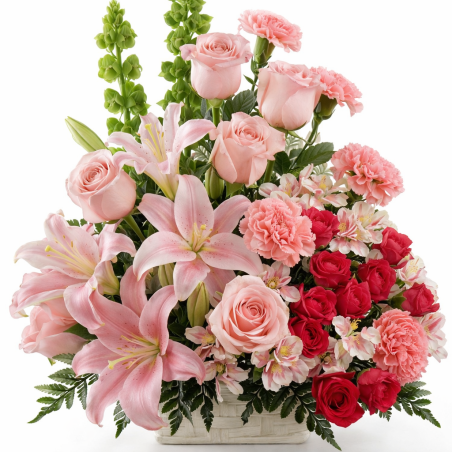 Pink luxury mixed flower basket