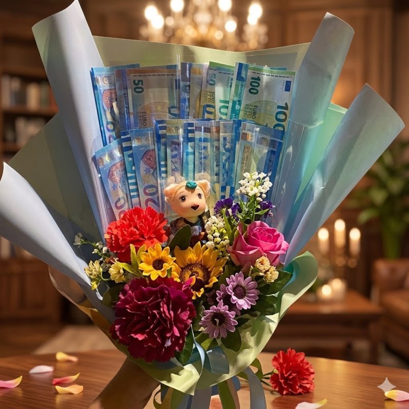 Luxus Geldstrauß Blumenarrangement