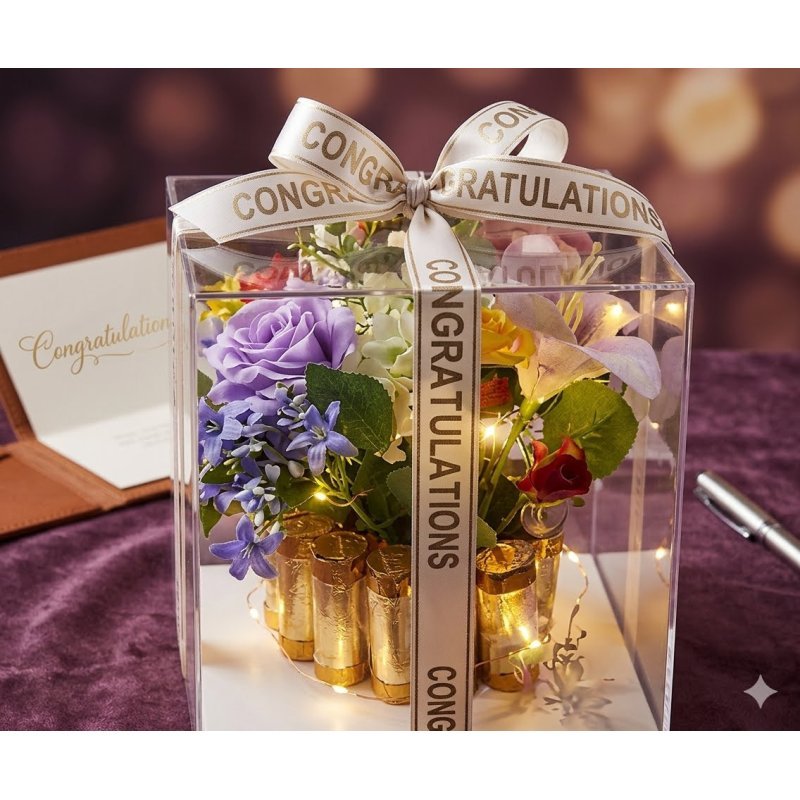 Illuminated lilac floral gift box