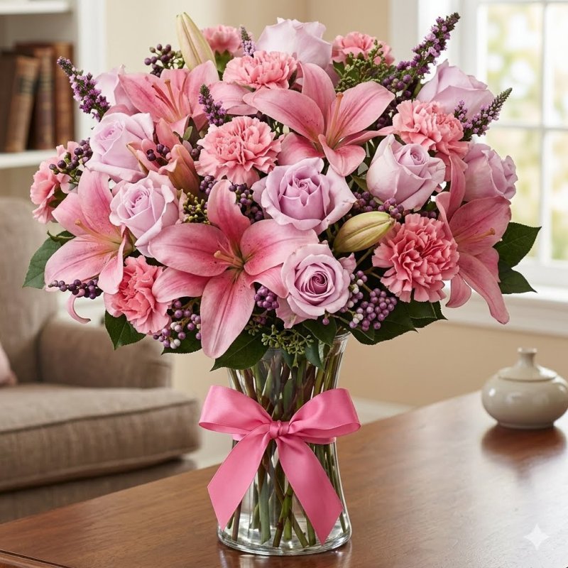 FLOWER MIX ROSE FULL PINK COLORS gerdani
