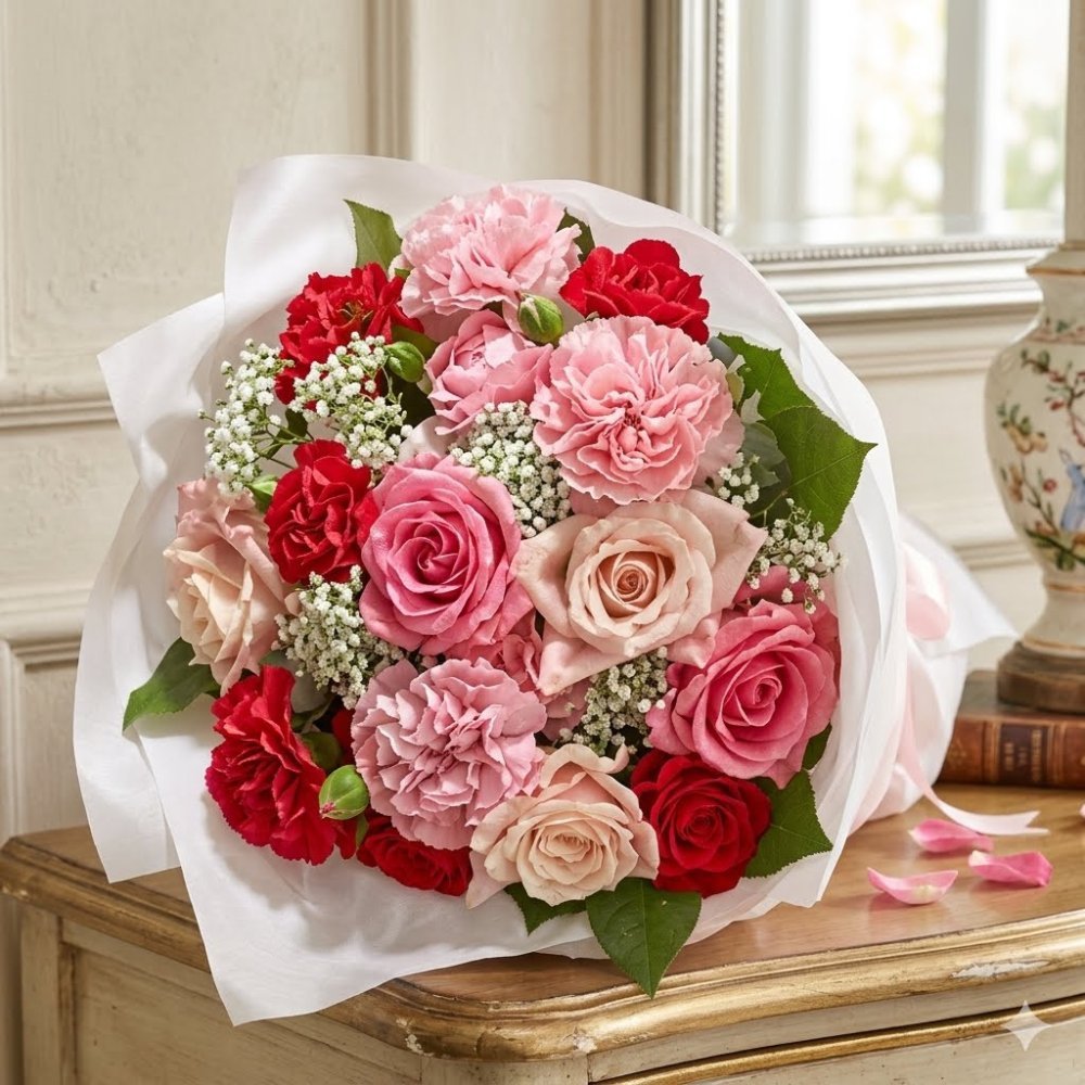 Pink and red mixed bouquet