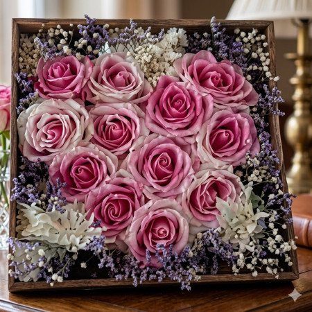 Pink Rose Mix Flowers in Box | ROSE IN BOX