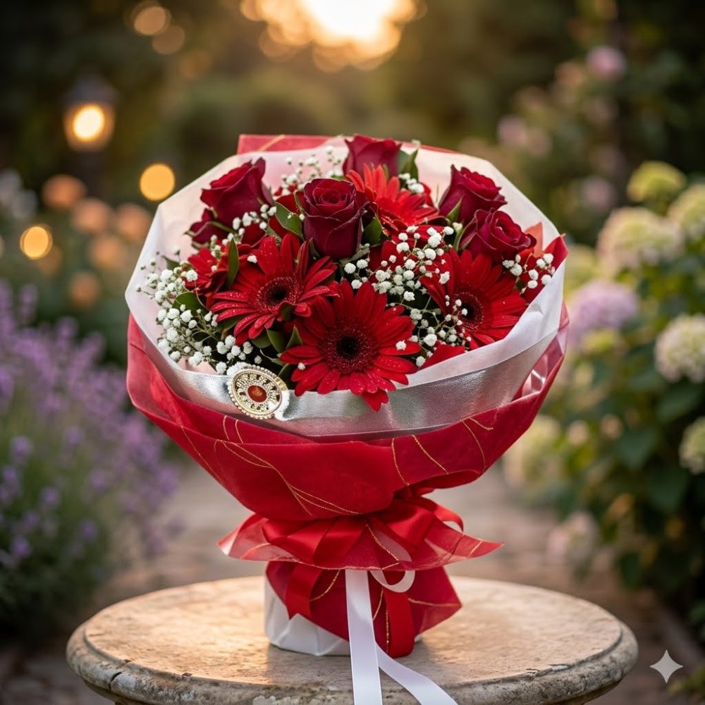Luxury red rose floral bouquet