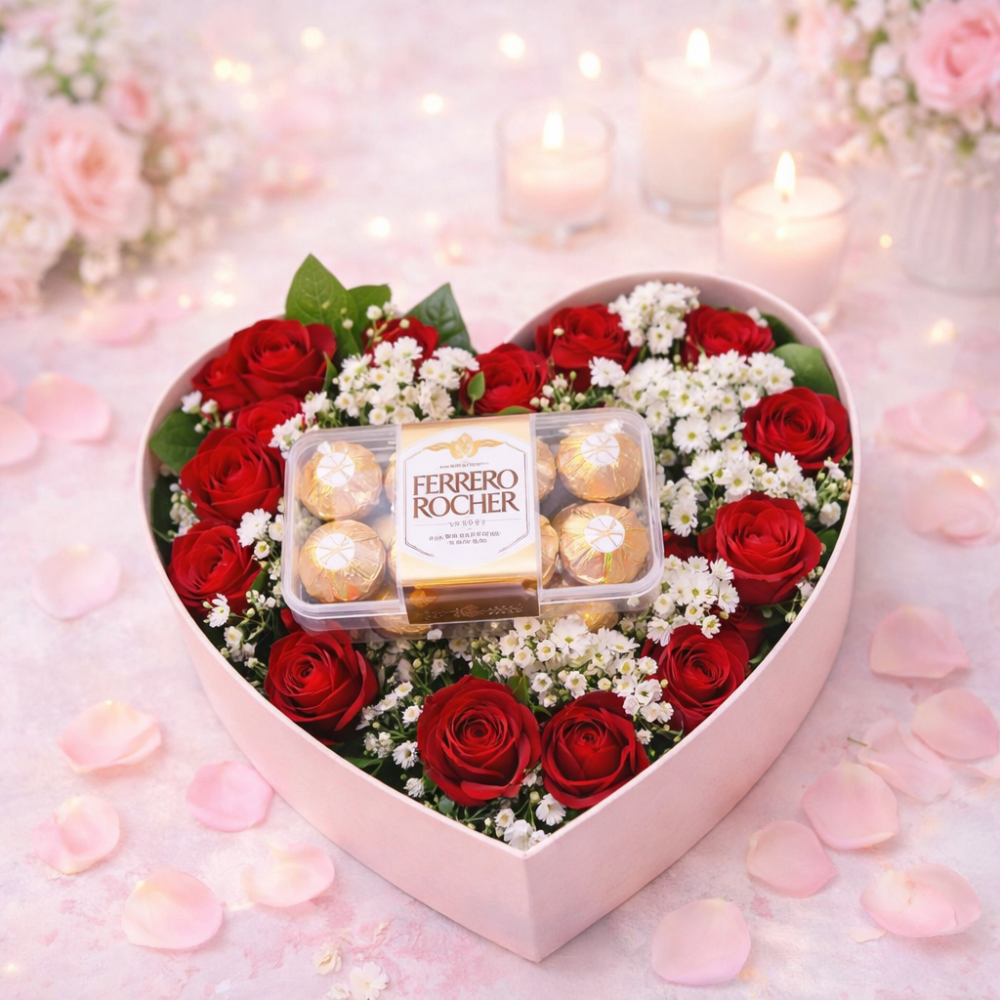 Red rose and chocolate box