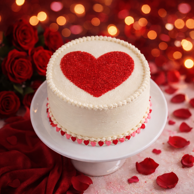 White heart sprinkle celebration cake