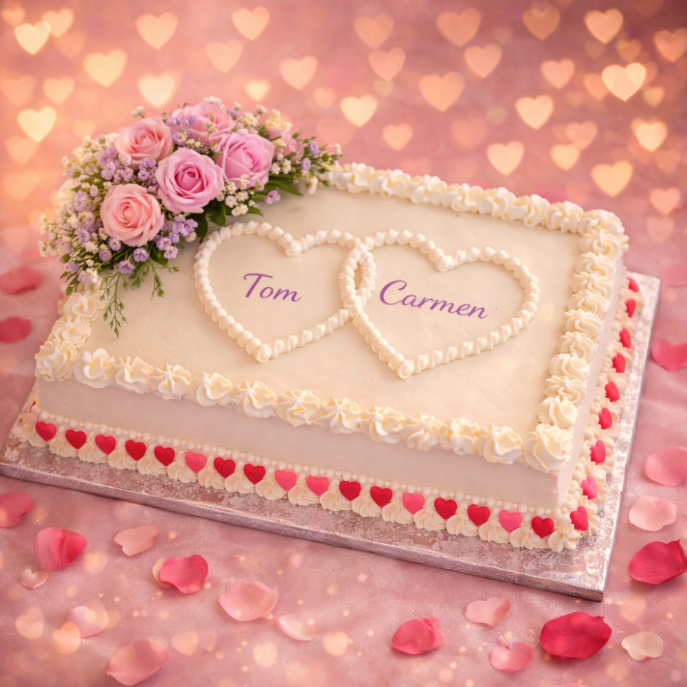 Romantic ivory cake pink roses