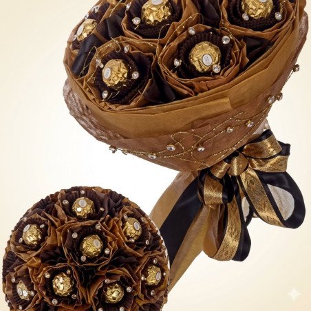 Guld chokolade blomsterbuket arrangement