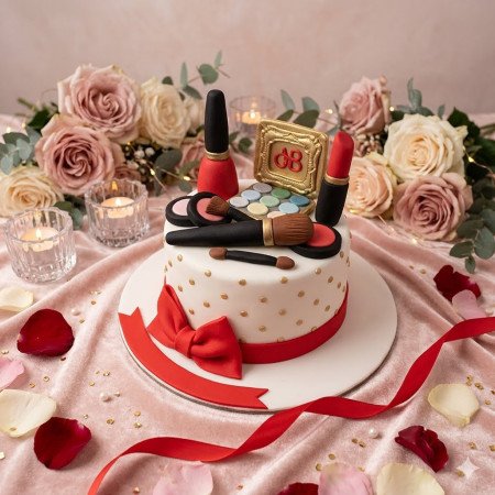 3D makeup themed party cake