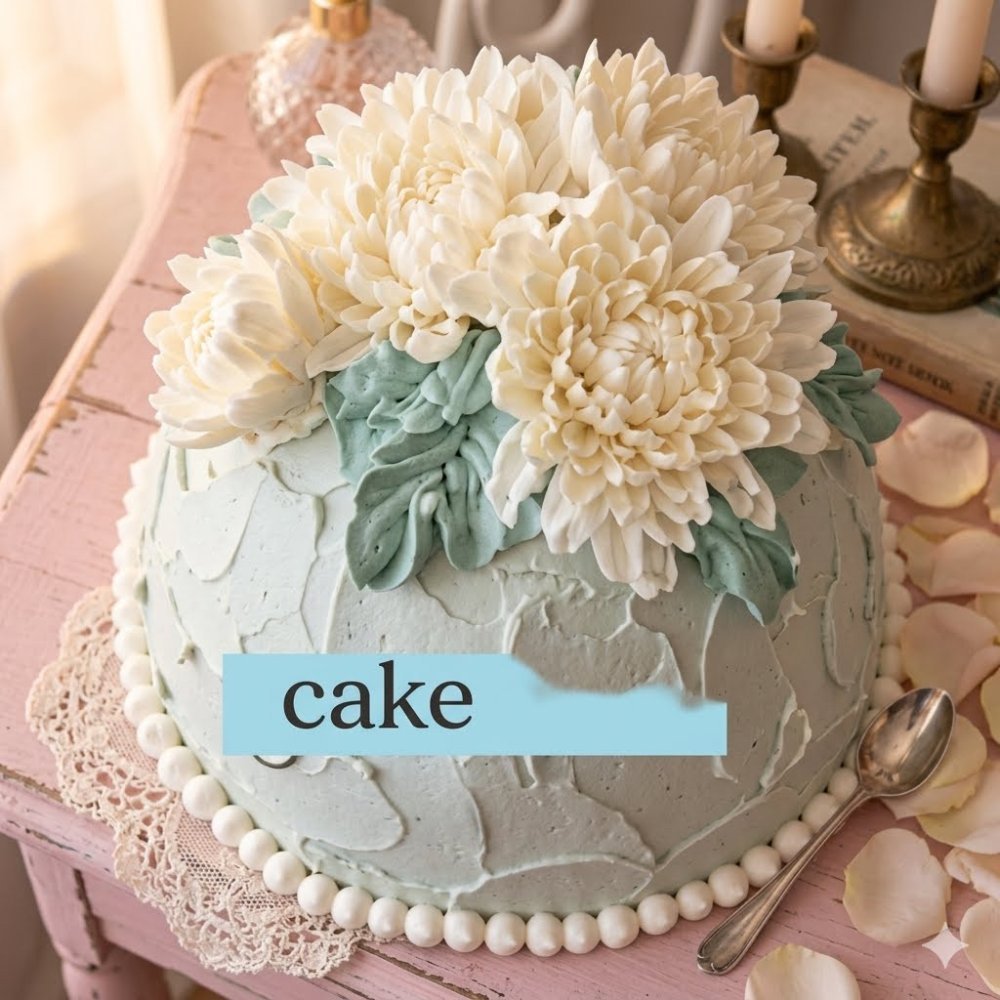 Mint green floral buttercream cake