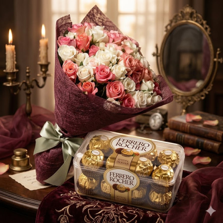 Chocolate with flowers in basket - 7 Chocolate with Flowers Basket | Delicias deliciosasDeléitate con nuestra exquisita cesta de