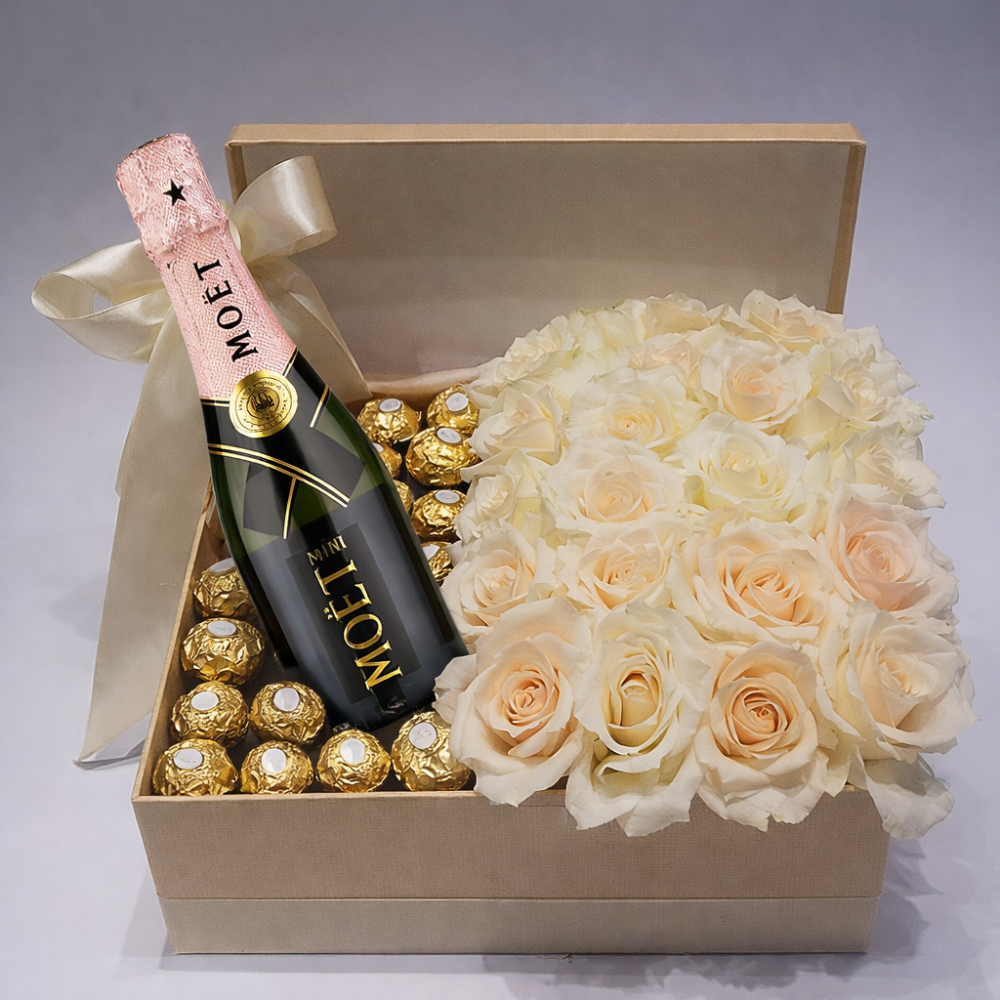 Moet & Chandon Rose Imperial Champagne Set | 200ml Rose chocolate gift box