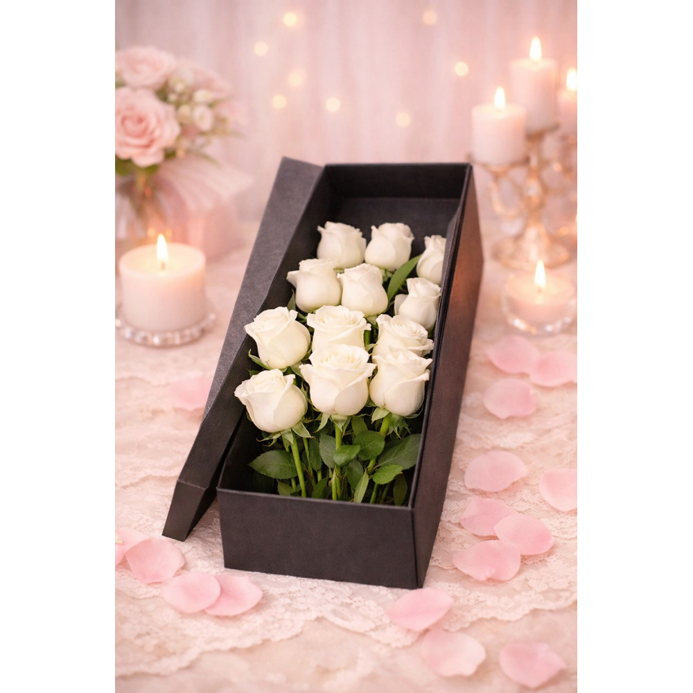 15 preserved roses in box