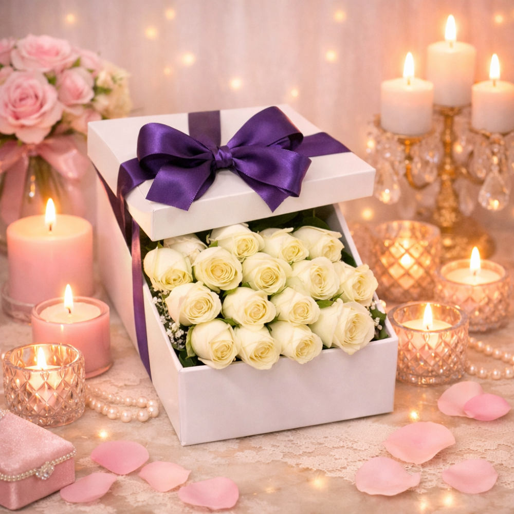 Preserved red rose luxury box