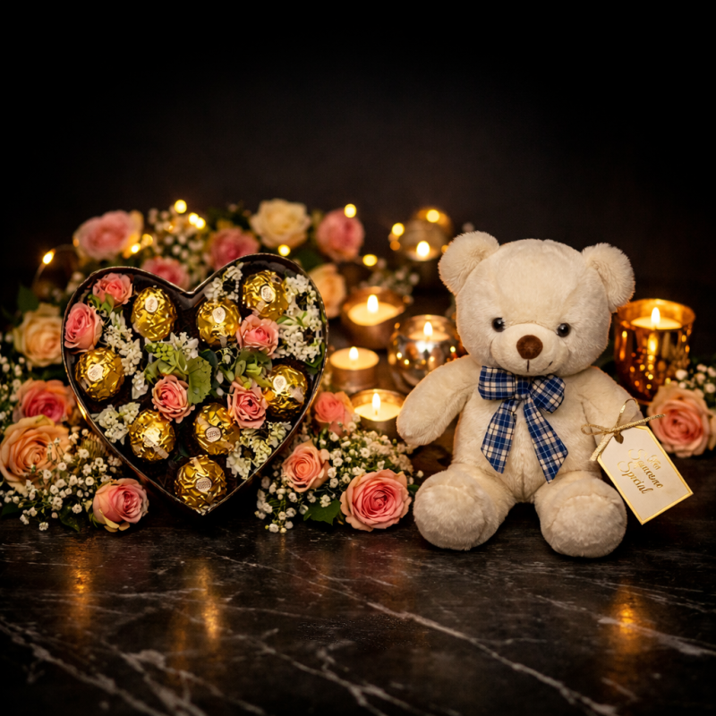Luksus hjerte chokolade rose gave