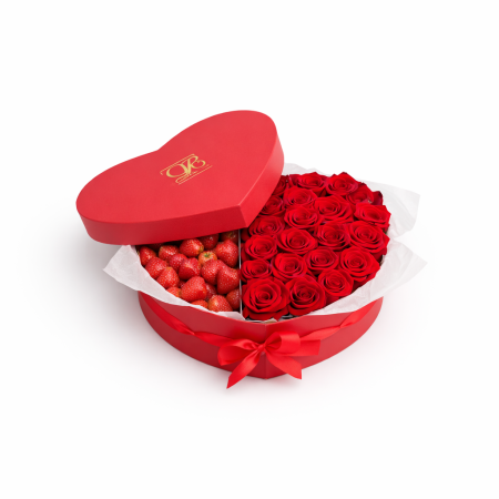 roses in box with fruits - 8 Rosen in Box mit Früchten | Frische & Elegante GeschenkeGenießen Sie unsere atemberaubenden roses i