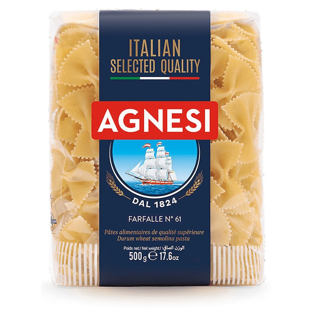 Pasta Farfalle seca en un bol