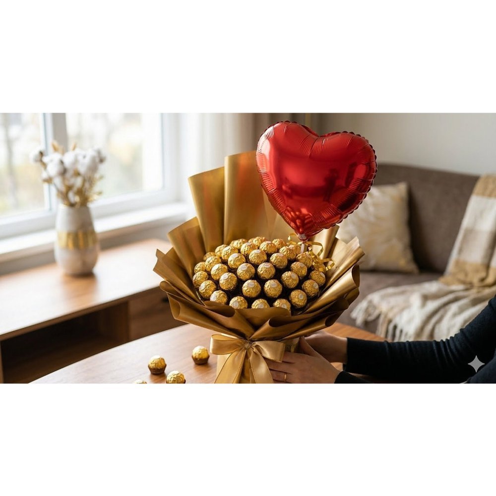 Ramell d'or de xocolata globus vermell
